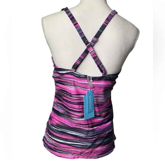 YONIQUE womens tankini swim top convertible cross back straps V front NWT - Picture 4 of 10